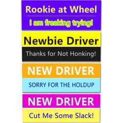 LogFaadCoi 4-Pack 'New Driver' Reflective Magnetic Signs - Removable Safety Warning Bumper Stickers for Cars, Large Size, Durable for Novice & Student Drivers