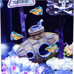 Trasylph Aquarium Submarine Ornaments Shipwreck Decorations, Resin Hollow Submarine Fish Tank Decor, Cave Landscaping Ornament Accessories for Shrimp Shelter Cichlid Gold-Fish Tanks