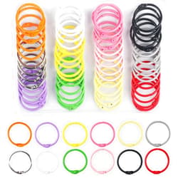 JOCAHULFX 60 Pcs Loose Leaf Binder Rings, 1-1/5 inch Metal Book Rings, Assorted Colors Metallic Loose Leaf Rings Steel Paper Rings, Metal Rings for Index Cards Flash Cards Notebook Keychain Key Rings
