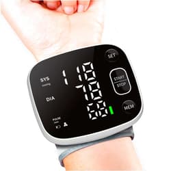 FOTOSY Blood Pressure Monitor Rechargeable Blood Pressure Monitors for Home Use Adjustable Automatic Wrist Cuff Voice Broadcast 2 * 120 Reading Memory for 2 Users with Carrying Case