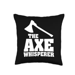 Ax Lover Gift Idea Ax Throwing Enthusiast Cool Hatchet Lover Funny The Axe Whisperer Throw Pillow, 16x16, Multicolor