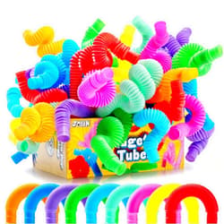 JOYIN 9 Pack Pop Tubes Sensory Toys (Large), Fidget Tubes Party Favors - 9 Colors, Connectable and Extendable for Stress Relief - Perfect for Party, Classroom Exchange, School Reward
