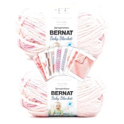 Bernat Baby Blanket Yarn - Big Ball (10.5 oz) - 2 Pack with Pattern Cards in Color (Raspberry Kisses)