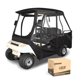 10L0L Golf Cart Driving Enclosure for Club Car DS, 2/4 Passenger Short Roof, Waterproof Windproof Heavy Duty 600D Rain Cover with 4-Sided Clear Windows & Durable Door Zipper, All-Weather Protection
