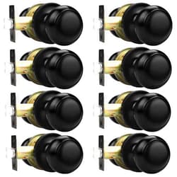 Probrico Hall/Closet Door Knobs in Flat Black Finish,Interior Passage Door Knobs,Round Non-Locking Door Handles, 8 Pack