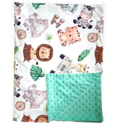 Citihomy Baby Blanket for Girls Boys Animal Minky Super Soft Double Layer Receiving Blanket with Dotted Backing for Newborns Nursery Stroller Receiving Toddlers Crib Bedding 30x40Inch (Lion Elephant)