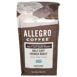Allegro Coffee Half Caff, French Roast Ground Coffee, 12 oz