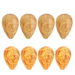 DECYOOL 8 Pack Paper Wasp Nest Decoy Hanging Wasp Nest Stay Away from Wasps Hornets Yellow Jackets(Dark Brown, Orange)
