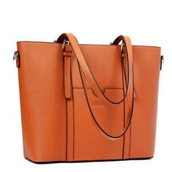 BROMEN Women Briefcase Laptop Bag 15.6 Inch Leather Stylish Tote Bag Shoulder Handbag Computer Bag Brown