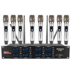 Berlingtone) 8-Channel UHF Wireless Microphone System Cordless Mic with Metal Handheld, Fixed Frequency Channel, Dynamic Microphone for Karaoke, Church, Singing, DJ, 262ft Range (BR-800UM)