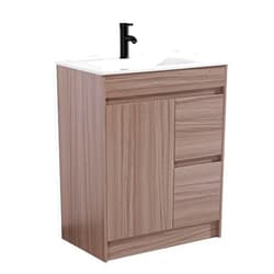 TONYRENA 30 inch Bathroom Vanity with Sink Combo Set, Undermount Rock Plate Basin w/Thicked Wood Cabinet, Soft Closing Cabinet Door & Drawers, Walnut