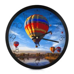 Rkklvbns Hot Air Balloon Round Wall Clock 10 Inch Silent Non-Ticking Modern Clock Classic Style Wall Clocks Easy to Read for Living Room Bedroom, Kitchen, Office Decor Black-Style
