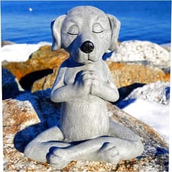Reicety Unique Dog Garden Sculptures Decoration Buddha Meditation Statue Yoga Dog Statue Spring Relaxing Meditating Halloween Decor Decorative Tabletop Figurine Dog Ornament(4.72x3.66x3.14in) (Dog)