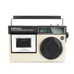 Audiocrazy Retro Boombox Cassette Player AM FM SW Radio, Cassette Recorder with Built-in Microphone, Wireless Streaming, USB Port, Headphone Jack,AC or Battery Powered (Gold)