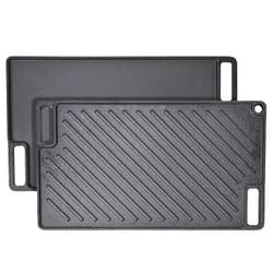 VEVOR Reversible Grill/Griddle, 17x10'' Pre-Seasoned Cast Iron Griddle, Rectangular Double Burner Griddle Pan, Non-Stick Family Pan Cookware with Handles, Flat Top Plate for BBQ, Gas Grill, Black