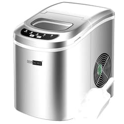VIVOHOME Electric Portable Compact Countertop Automatic Ice Cube Maker Machine with Hand Scoop and Self Cleaning Function 26lbs/day Silver