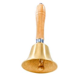 Dreokee Hand Bell 3.15 Inch Hand Call Bell with Solid Brass Wooden Handle Loud Handbell Dinner Call Bell for Adults Multi-Purpose for Weddings, Christmas, School, Service, Game, Animal