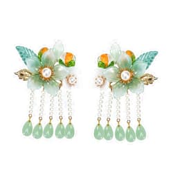 FRCOLOR 1 Pair Antique Pair Clip Hair Clip Ladies Suits U Hair Stick Rhinestone Fringe Trim Floral Suit Tassel Trim Hair Accessories Floral Hair Pin Accessories for Women Hair Decor Pearl