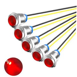 Gebildet 5pcs 10mm LED Metal Indicator Light 110V-220V AC Waterproof Signal Lamp (Red)