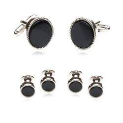 Cuff-Daddy Ribbed Tuxedo Cufflinks & Studs Formal Set Unique Designed French Cuff Links Mens Wedding Business for- 5/8