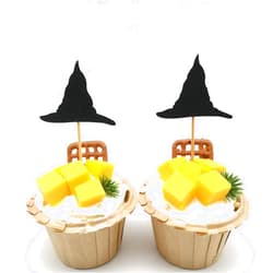 HNFCH Halloween Party Cupcake Topper Witch hat Halloween Cupcake Topper Halloween Theme Party Gift Picks Baby Shower Birthday Halloween Themed Party Cake Decorations Supplies