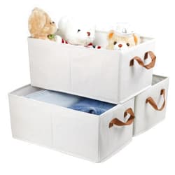 Fordonral Pack of 3 Large Capacity Storage Bins Closet Organizer System, Sturdy Foldable Storage Boxes for Organizing Clothing, Sheets, Toys, Books - Shelf Organizer Shelves Basket Storage Bin
