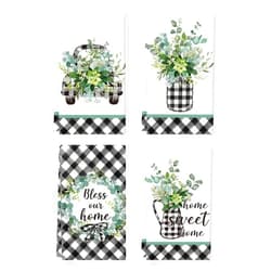 Artoid Mode Buffalo Plaid Eucalyptus Home Sweet Home Kitchen Towels Dish Towels, 18x26 Inch Seasonal Decoration Hand Towels Set of 4