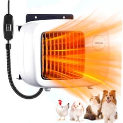 Dreyoo Dog House Heater with Thermostat, Pet House Heater with 6FT Anti Chew Cord and Safe Overheat Protection, 2 Heating Mode (200/400W) Pet House Furnace for Dogs Chicken Coops Rabbits(White,1 Pcs)