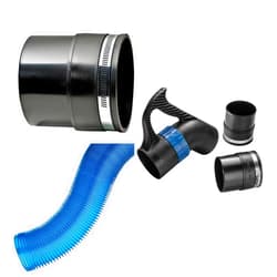 ROCKLER Complete Dust Collection Set: 2-Pack 4-Inch Tool Ports with Metal Clamps, Quick Change Floor Sweep, Handle, Extension Wand & 4' Expandable Dust Hose (14' Max Length)