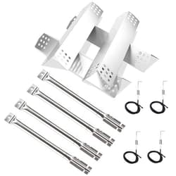 Hisencn Repair Kit for Master Forge 1010037, 1010048 Gas Grill Models, Stainless Steel Burners, Stainless Steel Heat Plates Replacement Parts, Grill Replacement Parts for Master Forge