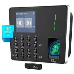 NGTeco Time Clocks for Employees Small Business, W3 2.4GHz WiFi Biometric Fingerprint Time Card Machine, Office Punch Clock Automatic in and Out with iOS/Android App No Monthly Fees