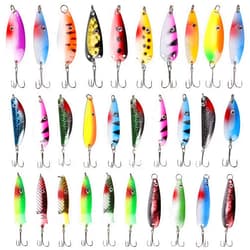 OROOTL Fishing Spoons Metal Lures, 30pcs Metal Spoon Lures Set Colorful Hard Spoon Spinner Baits Trout Spoon Fishing Lures for Pike Salmon Trout Bass Walleye