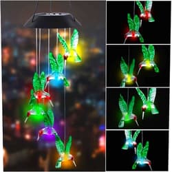 MorTime LED Solar Hummingbird Wind Chime, 25