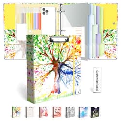 BVSSX 2 Inch 3 Ring Binder Organizer, Three Ring Binder with Clipboard, 5-Tabs Pockets Dividers, Transparent Folder,18 Divider Stikers, BVSSX Decorative Binders for Letter Size 8.5