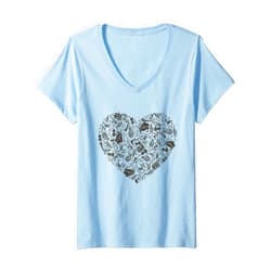 Love Music Gifts & Accessory Instruments Heart Womens Love Musical Instruments Clothing Notes Music Heart V-Neck T-Shirt