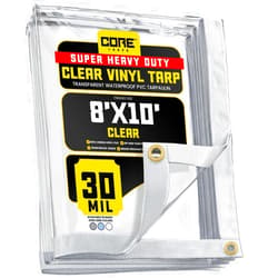 Core Tarps 30 Mil Extreme Heavy Duty Clear Tarp with Gromments - 8x10ft Super Clear Tarps Heavy Duty Waterproof Vinyl Tarpaulin, Transparent Tarp for Outdoor, Camping & Construction, Clear