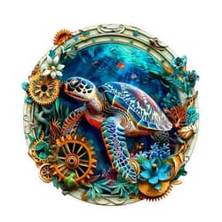 Pijesaksa Wooden Puzzles for Adults, Embossed Sea Turtle Puzzle for Adults, Unique Shaped Wooden Jigsaw Puzzles, Wood Puzzles Adult, for Adults, Wall Art Canvas Puzzle (S-8.5 * 8.4in-100 pcs)