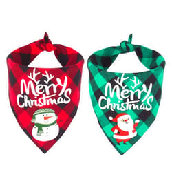 ADOGGYGO 2 Pack Dog Bandana Christmas Classic Buffalo Plaid Dog Scarf Pet Triangle Bibs Christmas Costume Accessories for Small Medium Large Dogs Cats Pets (Red & Green)