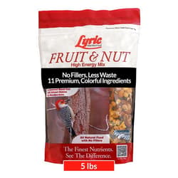Lyric Fruit and Nut Wild Bird Seed - High Energy Wild Bird Food Mix - Attracts Woodpeckers, Chickadees & Other Songbirds - 5 lb bag