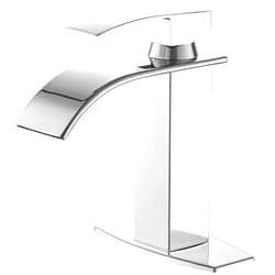 BESy Chrome Waterfall Spout Bathroom Faucet, Single Handle Single Hole Bathroom Vanity Sink Faucet, Rv Vessel Faucet Basin Mixer Tap with 6 Inch Deck Plate, cUPC Waterlines, 1 or 3 Hole