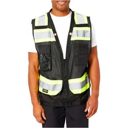 Radians Type O Class 1 Heavy Duty Surveyor Safety Vest with Zipper, Black, 3X