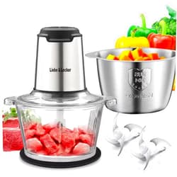 Liebe&Lecker Food Processor, Meat Grinder with 2 Bowls 8 Cup and 8 Cup, Food Chopper Electric Vegetable Chopper with 4 Large Sharp Blades for Fruits, Meat, Vegetables, Baby Food, Nuts, 2 Speed.