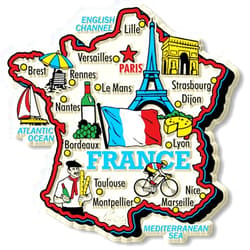 Classic Magnets France Jumbo Country Map Magnet by Classic Magnets, Collectible Souvenirs Made in The USA