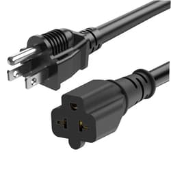 ADCAUDX 6-FT 12AWG 15 Amp Household Plug to 20 Amp T-Blade Adapter Cable Nema 5-15P to 5-20R,5-15P to 6-15R/20R 15Amp-Male to 20Amp-Female Extension-Cord,15A 125V to 20A 250V AC Power-Extension Cord