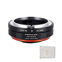 PHOLSY Lens Mount Adapter FD to MFT with Aperture Lever Compatible with Canon FD FL Lens to Micro Four Thirds (M4/3 Micro 4/3) Camera Body Compatible with Olympus Panasonic Lumix Cameras FD to M4/3