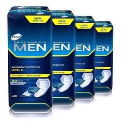 Tena for Men Level 2 Guard for Men, Super Absorbency Incontinence Protector 20 ct EA (Pack of 4) 80 ct Total