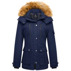 wantdo Women's Quilted Winter Coat Warm Puffer Jacket Thicken Parka with Removable Hood