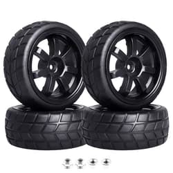 Hobbypark 4Pcs HobbyPark 26mm 1/10 RC Touring Car Tires & 12mm Hex Hub Wheel Rims 7 Spoke Foam Inserts for Redcat Racing HPI Tamiya HSP Exceed