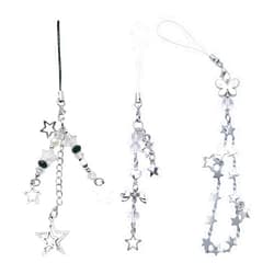 MGBISYI 3 PCS Cute Y2K Phone Charm Keychain Bag Accessory Star Phone Strap Phone Jewelry Alloy Material For Fashion Lover Y2k Phone Chain Decor