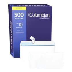 Columbian #10 Security Envelopes, 500/Box, No Window, 4-1/8 x 9-1/2 Inches, Release & Seal Self Seal, White (COLO151)